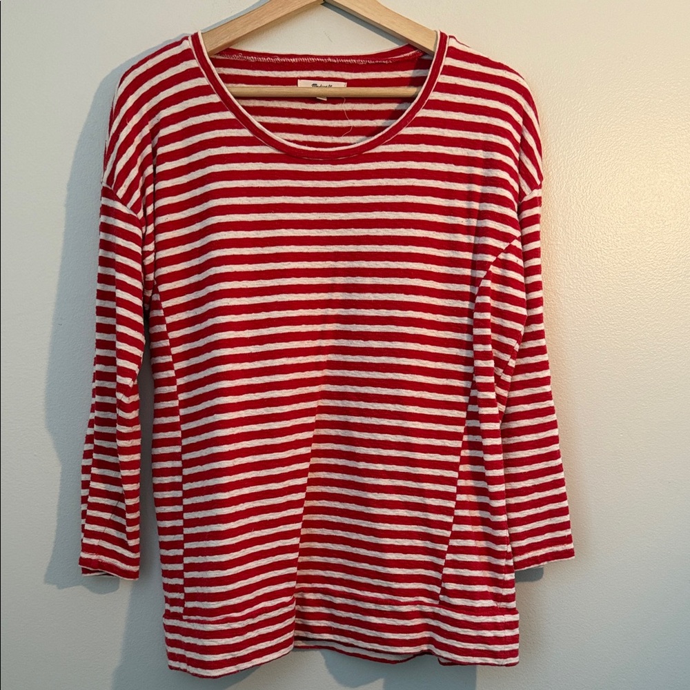 Madewell Red and White Striped Top